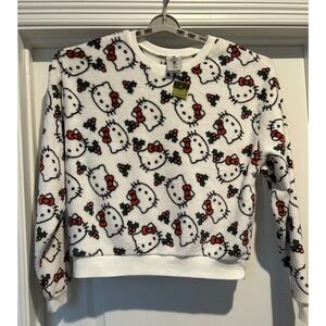 Hello Kitty Holiday Plush White Pullover Sweatshirt XL Extra Large Kids